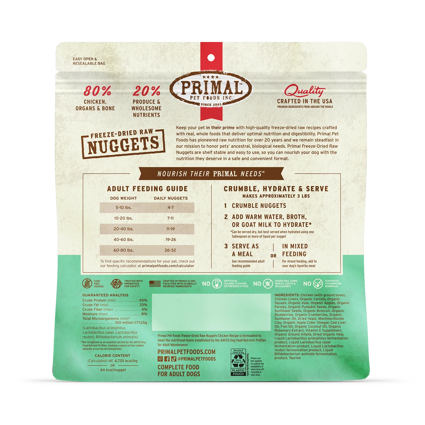 Primal Freeze-Dried Raw Dog Food - Chicken Recipe