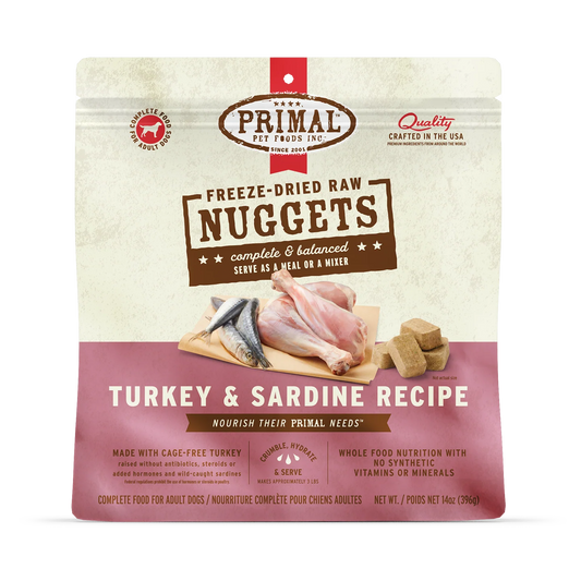 Primal Freeze-Dried Raw Dog Food - Turkey & Sardine Recipe