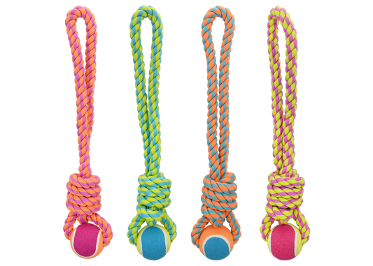 Multipet Nuts For Knots Rope Tug W/ Tennis Ball Dog Toy