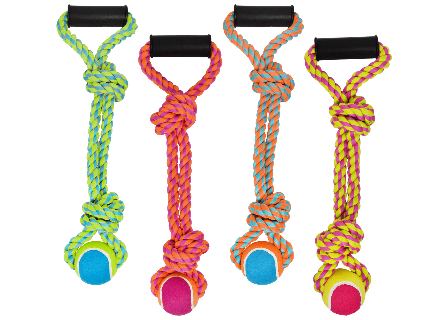 Multipet Nuts For Knots 2-Knot Rope Tug w/ Tennis Ball Dog Toy