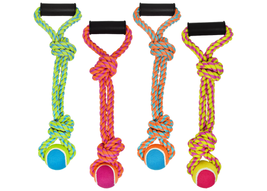Multipet Nuts For Knots 2-Knot Rope Tug w/ Tennis Ball Dog Toy