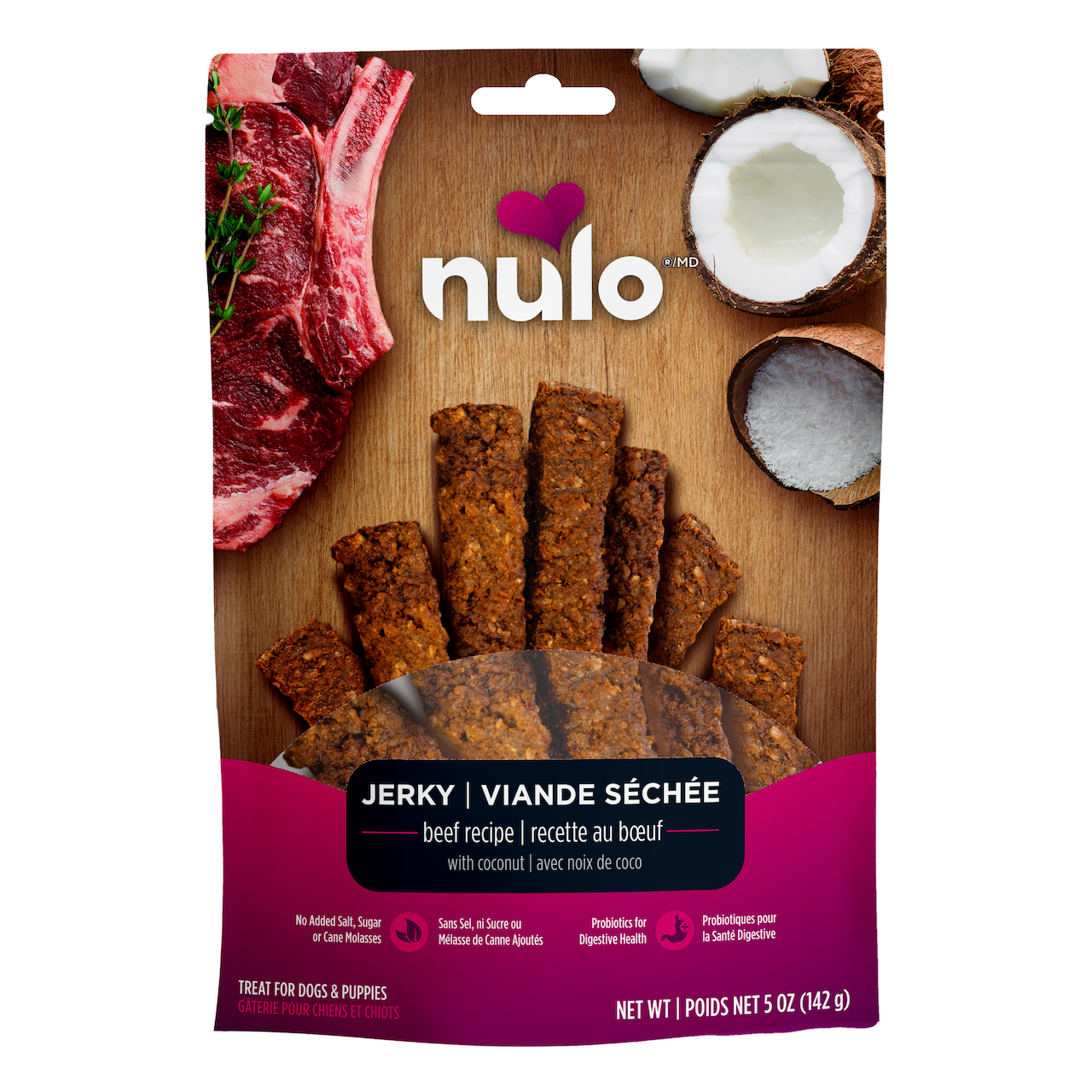 Nulo Jerky Treats Beef Recipe with Coconut for Dogs