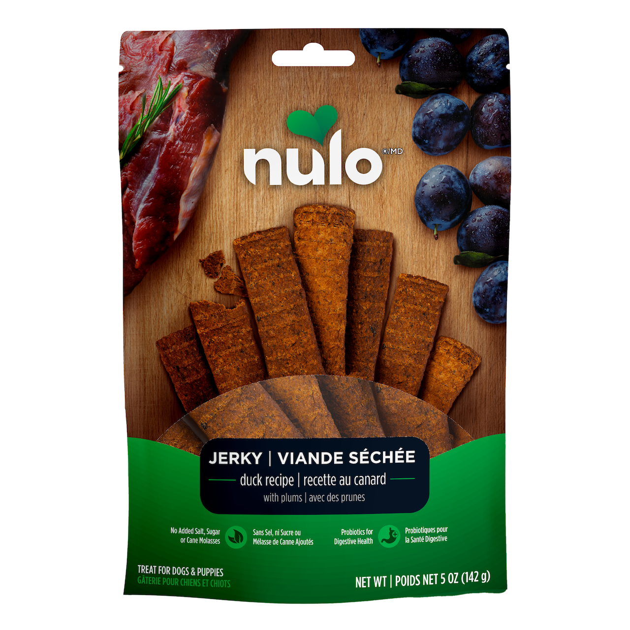 Nulo Jerky Treats Duck Recipe with Plums for Dogs