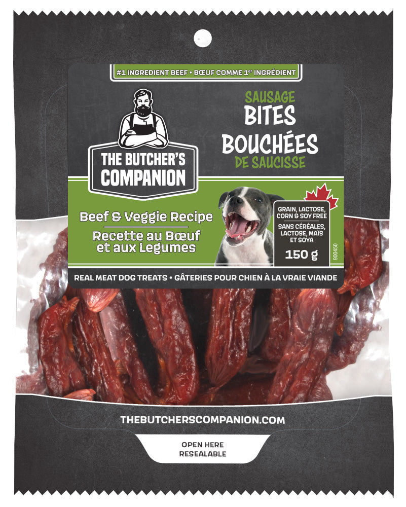 The Butcher's Companion Sausage Bites - Beef & Veggie Dog Treats
