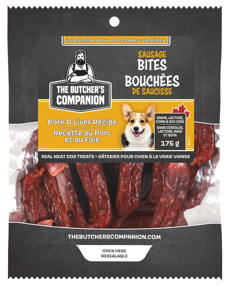 The Butcher's Companion Sausage Bites - Pork & Liver Dog Treats