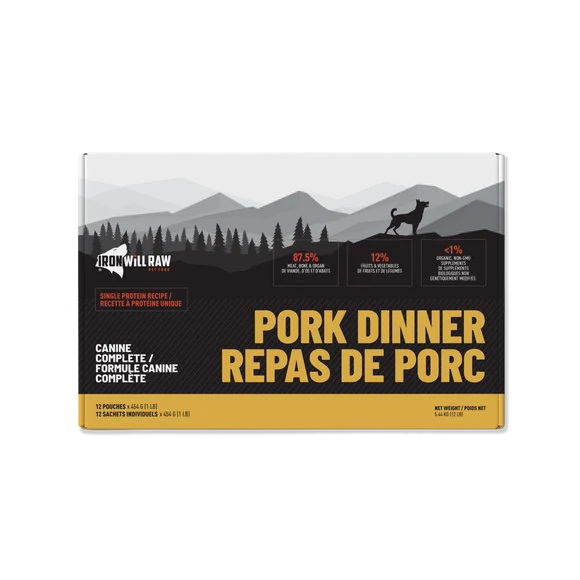 Iron Will Canine Complete Pork Dinner Raw Dog Food